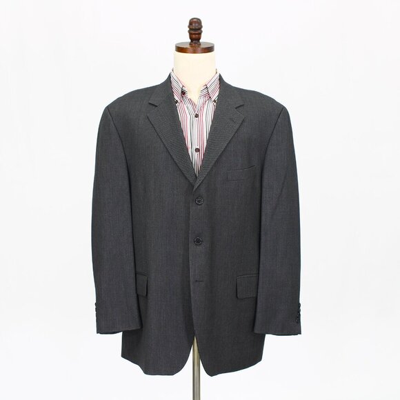 John W. Nordstrom 46R Gray Solid 3-Button Sport Coat Blazer Jacket P317